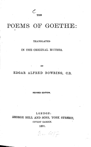 Copertina di The Poems of Goethe: Translated in the original metres