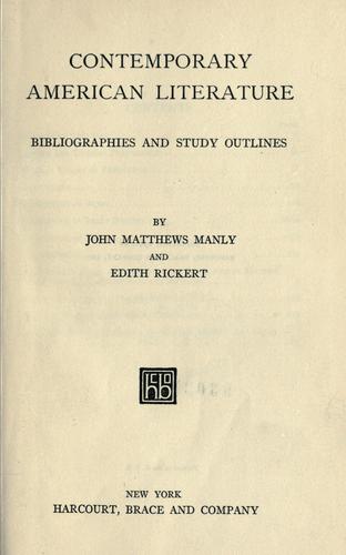 Copertina di Contemporary American literature, bibliographies and study outlines