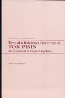 Copertina di Toward a Reference Grammar of Tok Pisin