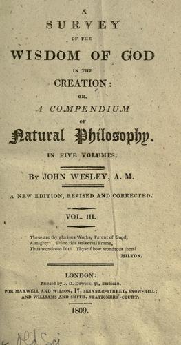 Copertina di A survey of the wisdom of God in the creation