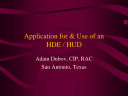 Copertina di Application for & Use of an HDE / HUD