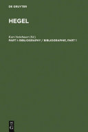 Copertina di Hegel Bibliography / Hegel Bibliographie. [Part I]