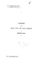 Copertina di Saggio intorno alla vita ed agli scritti di Marsilio Ficino