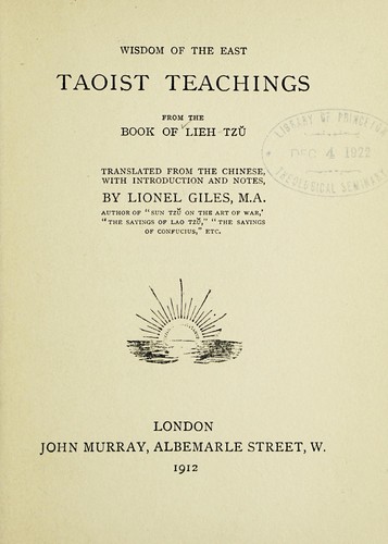 Copertina di Taoist teachings from the book of Lieh Tzǔ