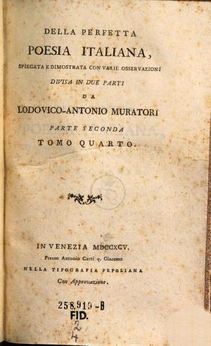 Copertina di Della perfetta poesia italiana, spiegata e dimostrata con varie osservazioni divisa in 2 parti
