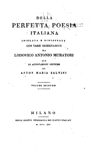 Copertina di Della perfetta poesia italiana, spiegata e dimostrata con varie osservazioni