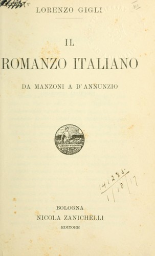 Copertina di Il romanzo italiano da Manzoni a d'Annunzio