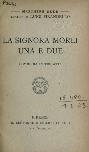 Copertina di La Signora Morli una e due
