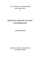 Copertina di Generi del romanzo italiano contemporaneo
