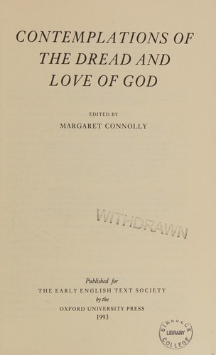 Copertina di Contemplations of the Dread and Love of God