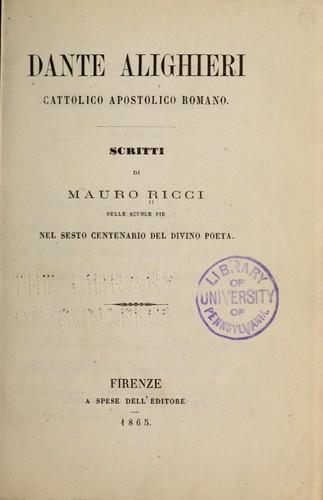 Copertina di Dante Alighieri