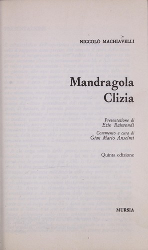Copertina di Mandragola ; Clizia