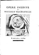 Copertina di Opere inedite di Niccolò Machiavelli