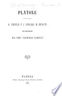 Copertina di Platone. Il Simposio e l'Apologia di Socrate. Traduzione del prof. F. Tarducci