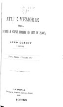 Copertina di Atti e memorie dell'Accademia patavina di scienze lettere ed arti
