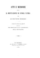 Copertina di Atti e memorie della R. Deputazione di Storia Patria per le Provincie Modenesi