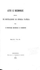 Copertina di Atti e memorie delle Regie deputazioni di storia patria per le provincie dell' Emilia