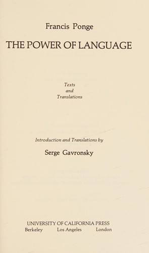 Copertina di Francis Ponge