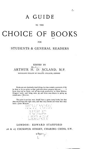 Copertina di A Guide to the Choice of Books for Students & General Readers