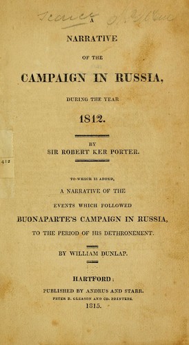 Copertina di A narrative of the campaign in Russia during the year 1812