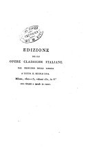 Copertina di Edizione delle opere classiche italiane dal principio della lingua a tutto il secolo 17. Milano, 1802-15, volumi 250, in 8°. con ritratti e tavole in rame