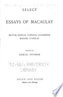 Copertina di Select Essays ...