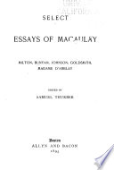 Copertina di Select Essays of Macaulay