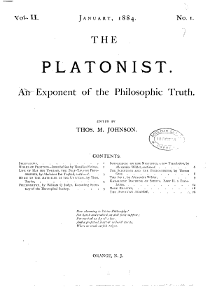 Copertina di The Platonist, ed. by T. M. Johnson