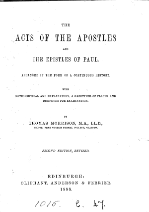 Copertina di The Acts of the Apostles and the epistles of Paul, arranged in the form of a continuous history. With notes critical and explanatory