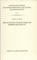 Copertina di Die actio de in rem verso im römischen Recht