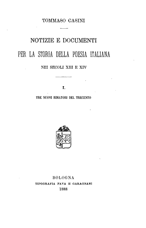 Copertina di Notizie e documenti per la storia della poesia italiana nei secoli 13 e 14