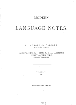 Copertina di Modern Language Notes