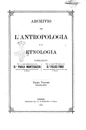 Copertina di Archivio per l'antropologia e la etnologia