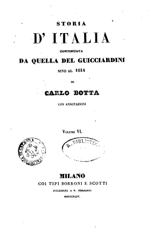 Copertina di Storia d'Italia continuata da quella del Guicciardini sino al 1814