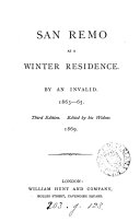 Copertina di San Remo as a winter residence, by an invalid (W.B. Aspinall).