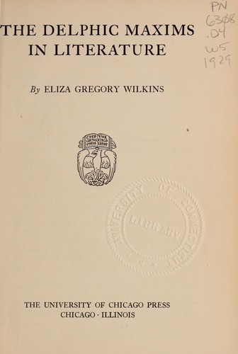 Copertina di The Delphic maxims in literature