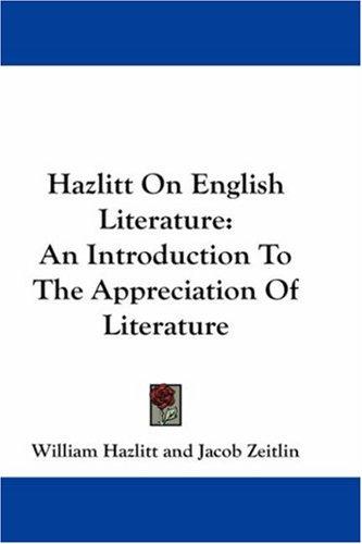 Copertina di Hazlitt On English Literature