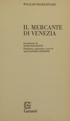Copertina di Il mercante di Venezia