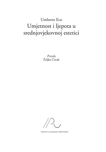 Copertina di Umjetnost i ljepota u srednjevekovnoj estetici