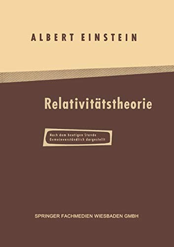 Copertina di Über die spezielle und die allgemeine Relativitätstheorie