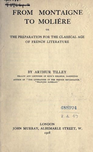 Copertina di From Montaigne to Moliere