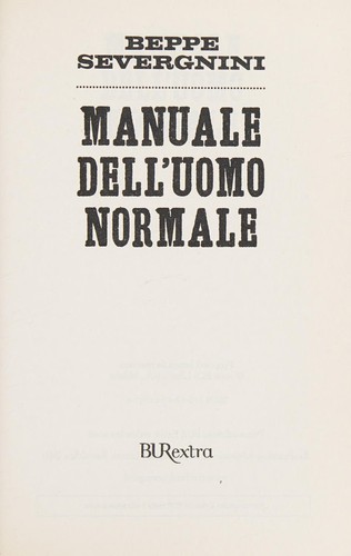 Copertina di Manuale Dell'Uomo Normale