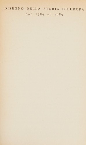 Copertina di Disegno della storia d'Europa dal 1789 al 1989