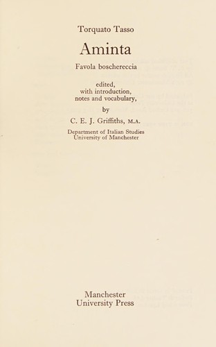 Copertina di Aminta, favola boschereccia