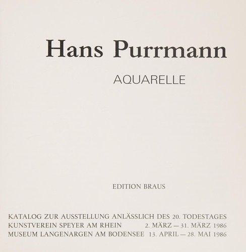 Copertina di Hans Purrmann