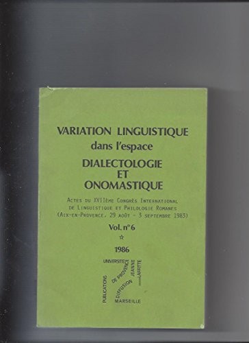 Copertina di Variation linguistique dans l'espace
