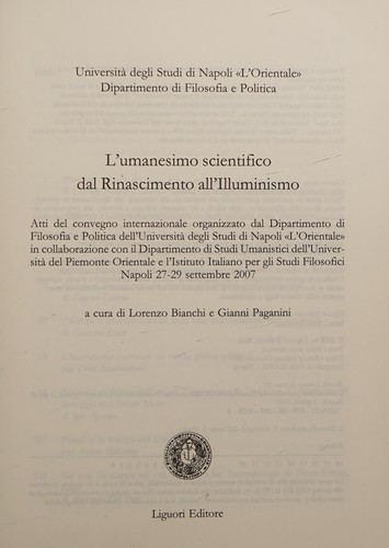 Copertina di L'umanesimo scientifico dal Rinascimento all'Illuminismo