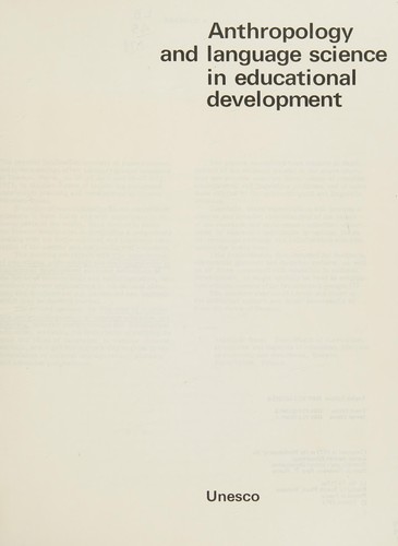 Copertina di Anthropology and language science in educational development