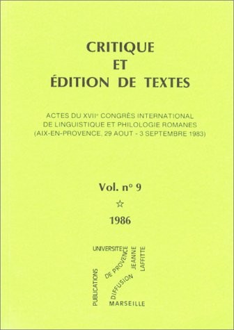 Copertina di Critique et édition de textes