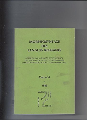 Copertina di Morphosyntaxe des langues romanes